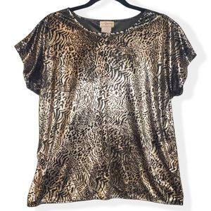 Vintage Lauren Lee Silver Black Animal Print Top